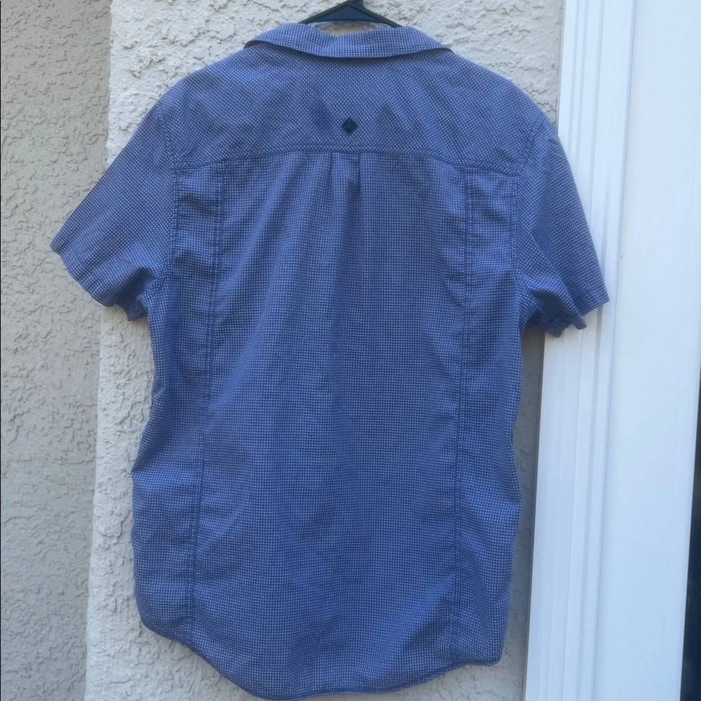 PrAna Men's Blue/White Plaid Button up Hiking Casual Shirt Size L